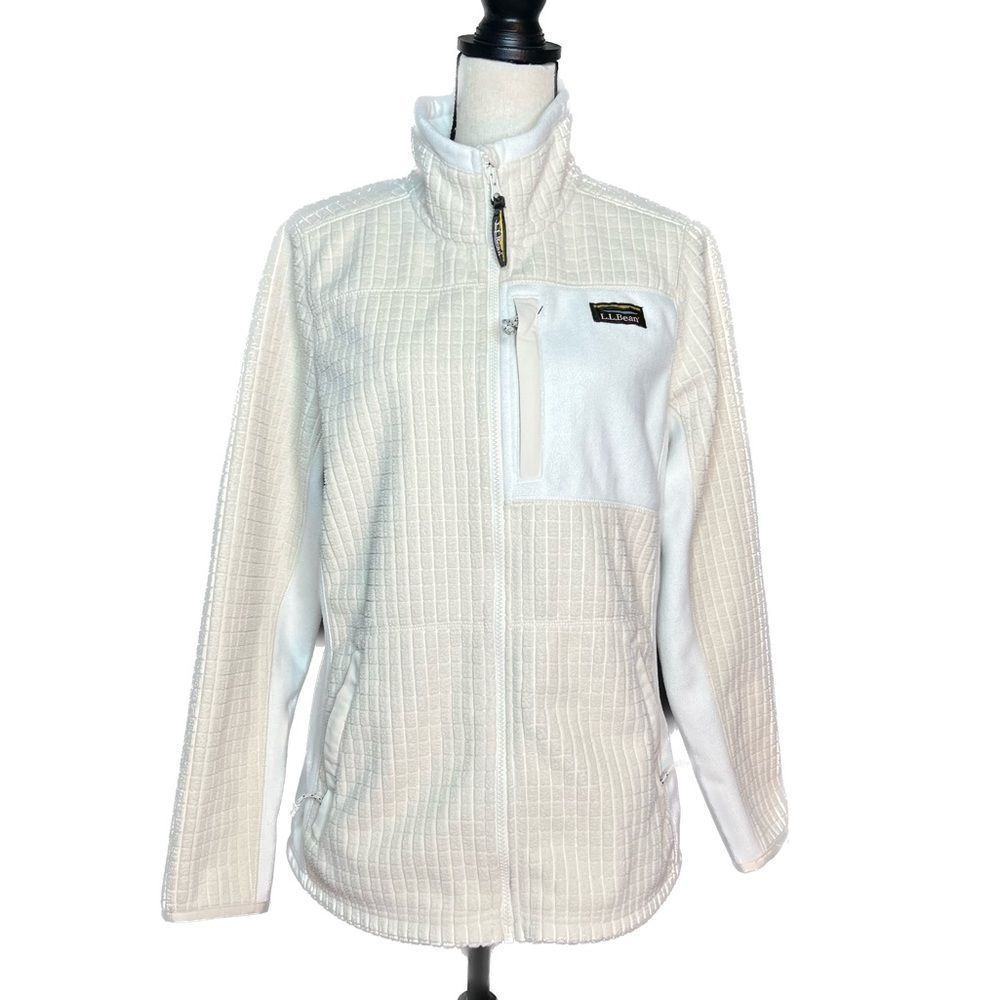 L.L. Bean Women's Cream-White Quilted Fleece Utility Jacket
